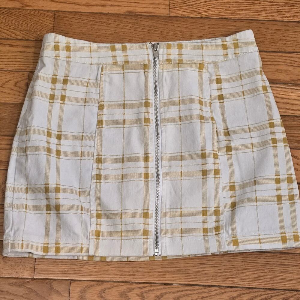 Forever 21 Women's Skirt Size M Plaid Zip-Up Preppy Slim Mini